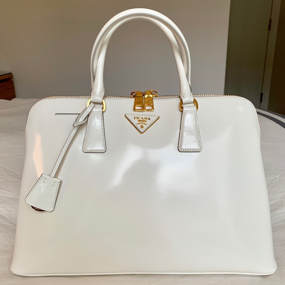 Prada Glossy White Patent Leather Bag
